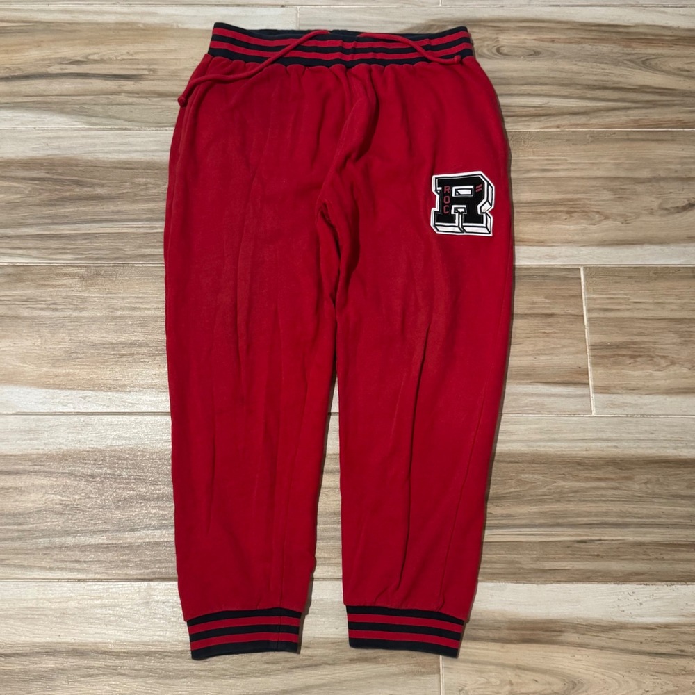 Rocawear Classic Mens 2XL Red Varsity Joggers Striped Cuff Sweatpants Cotton